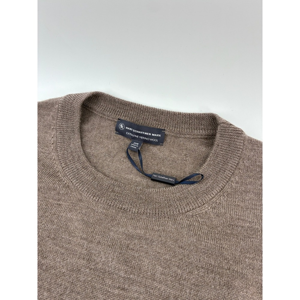 NWOT Hart Schaffner Marx 2XB Brown Extra Fine Merino Wool Crewneck Sweater
